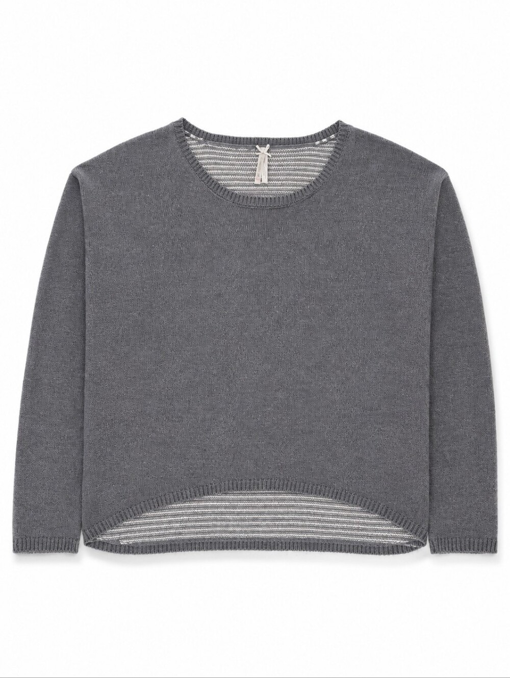 ​Jo & Co Charcoal Gray Striped Back Scoop Neck High-Low Knit Sweater